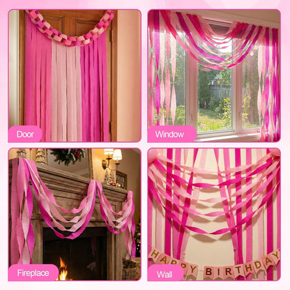 Pastel Crepe Paper Streamers 9 Rolls 738ft,Fancy Streamers Party Decorations for Birthday Mother's Day Wedding Holiday Decorations DIY Gift Wrapping, 1.77 Inch x 82 Ft/Roll