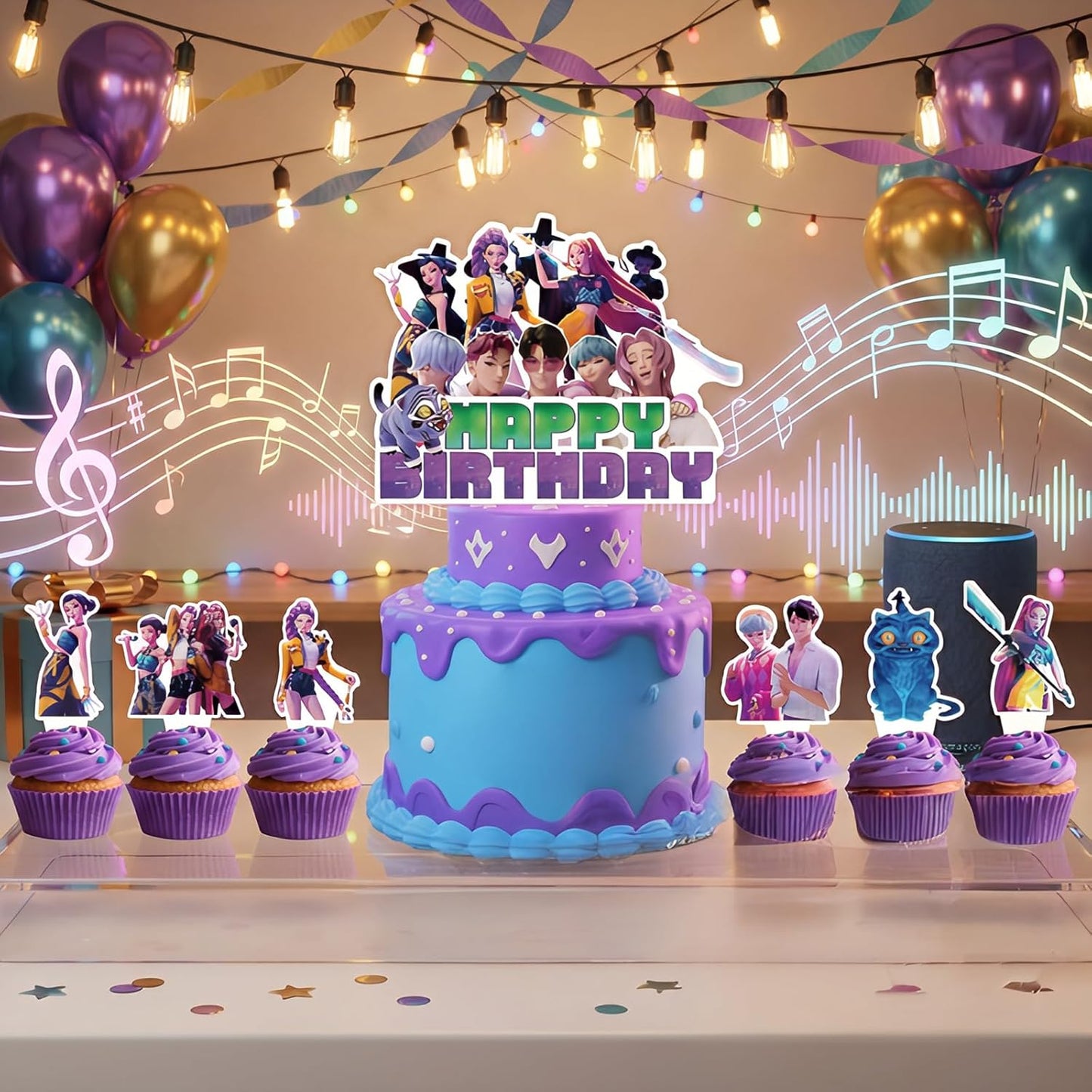 25 Pcs Korean Idol Movie Cake Decorations, Cartoon Movie Cake and Cupcake Toppers Set, Cartoon Animation Theme for Kids Birthday Celebrations