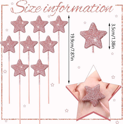 Suzile 60 Pcs Golden Star Floral Pick 8'' Star Centerpiece Table Decor Gold Glitter Craft Stick Sparkly Foam Stem for Floral Arrangement Wreath Wedding Bridal Baby Shower Birthday Stars Arrangement