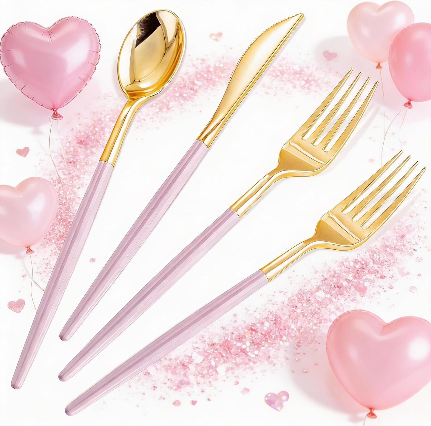 SUT 150Pcs Silver Plastic Silverware, Silver Disposable Cutlery, Heavy Duty Disposable Silverware, Plastic Utensils Include 50 Plastic Forks, 50 Plastic Spoons, 50 Plastic Knives