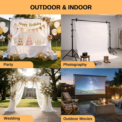 ShowMaven Backdrop Stand, 6.4ft x 10ft Adjustable Photo Background Stand with Carry Bag for Photography Photo Video Studio, Baby Shower, Birthday Party (6.4ftx10ft)