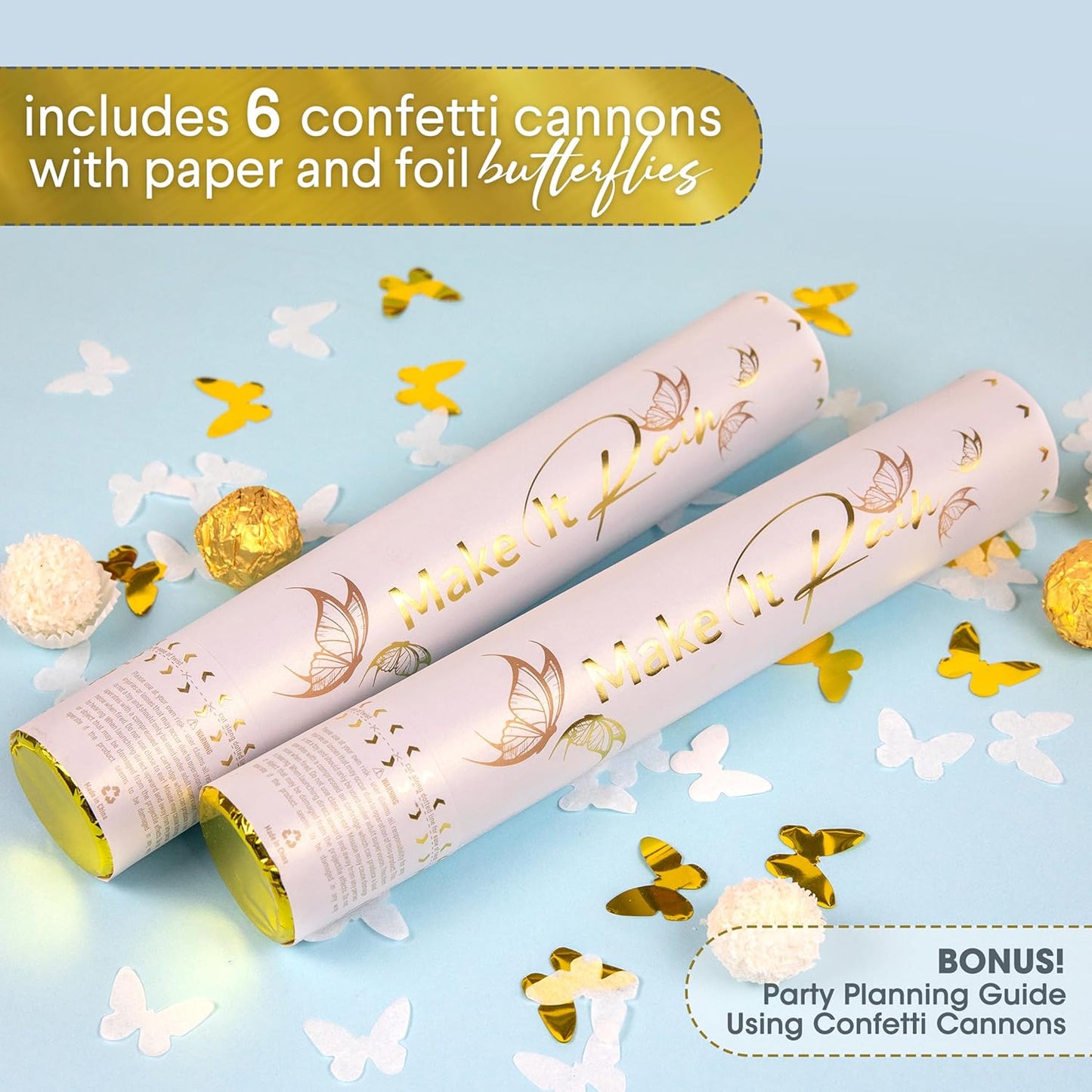 PrimePure Confetti Cannon Party Poppers - Holographic Silver Stars Confetti Popper - 2 Pack - Party Cannon Silver Glitter Star Pop Gun for Birthday, Wedding, Graduation, Celebration, Pranks