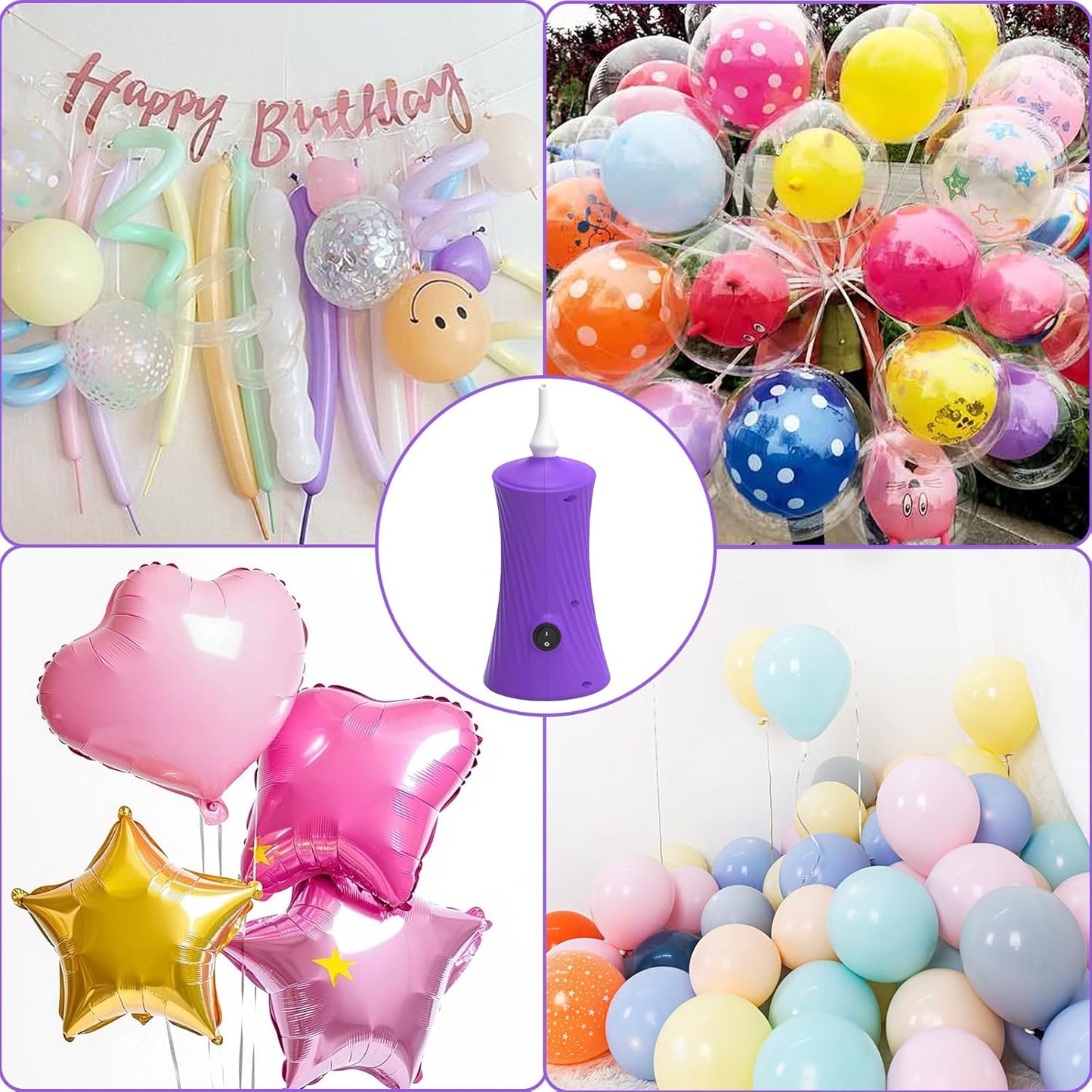 Balloon Pump Electric - Portable Air Balloon Pump for Long Balloons, Balloon Blower Inflator Machine for Twisty, Animal Classic Round, Foil, Latex Balloons