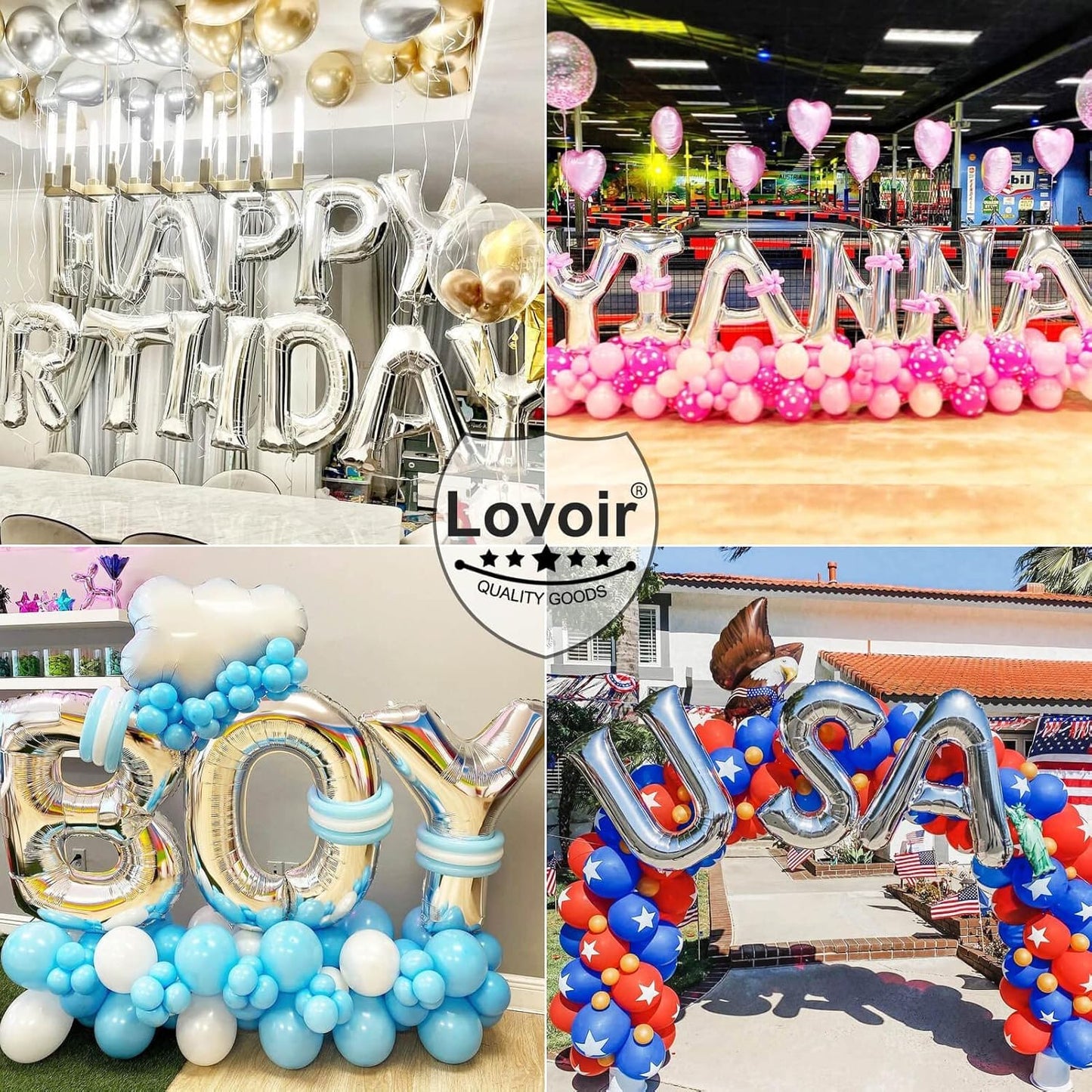 Lovoir 40 Inch Large Silver Letter M Balloons Big Size Jumbo Mylar Foil Helium Balloon for Birthday Party Celebration Decorations Alphabet Silver M