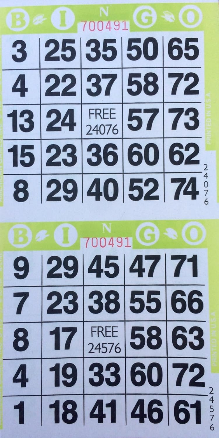 3000 Paper Bingo Cards-2 Cards per sheet-1500 Sheets [Choose Color Below]