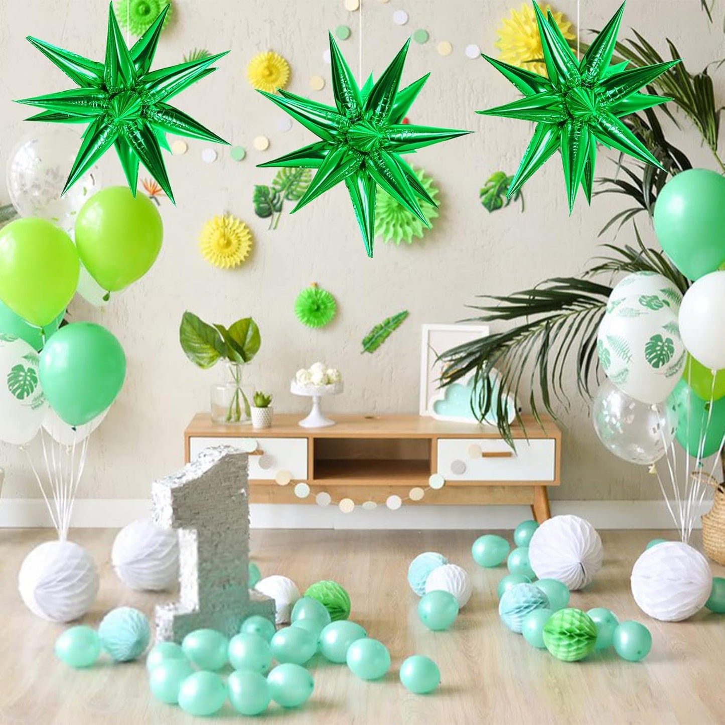 ZAKVOOR 60 Pcs Star Balloons 12 Spike Foil Explosion Party Decoration Balloons for Christmas New Year Eve Birthday (Silver)