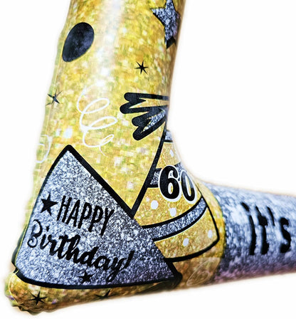 60th Birthday Inflatable Photo Booth Set - Giant Selfie Photo Booth Frame & Props - Black PVC Material - Party Decor
