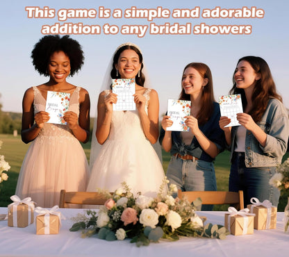 Wildflower Bridal Shower Games, Boho Flowers Bridal Shower Bingo Game with Blank Squares for 30 Guests with Game Cards, Bridal Shower Decor, Wedding Decorations Supplies (15)