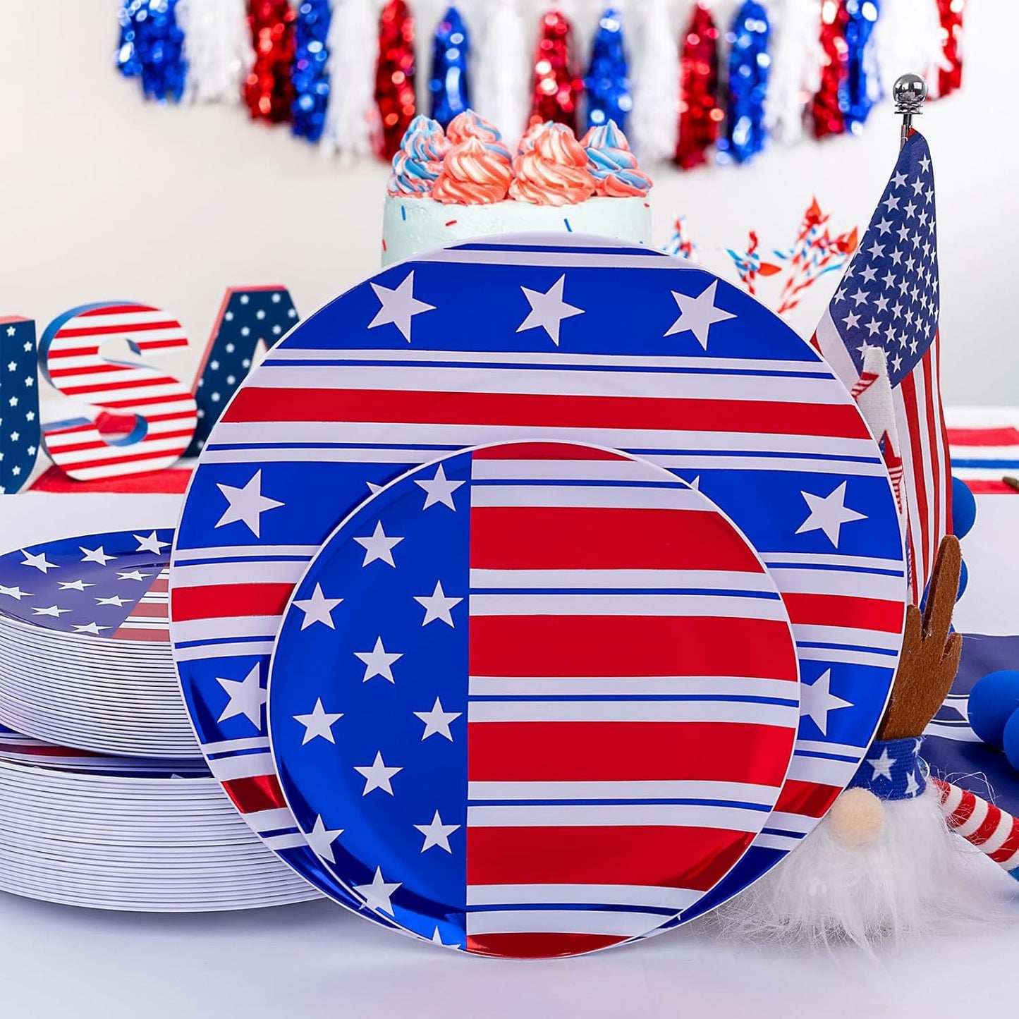 FLOWERCAT 60PCS White Plastic Plates - Heavy Duty White Disposable Plates for Mother's Day/Birthday Party/Wedding -serve for 30 guests Include 30PCS 10.25" & 30PCS 7.5" Plates for Party