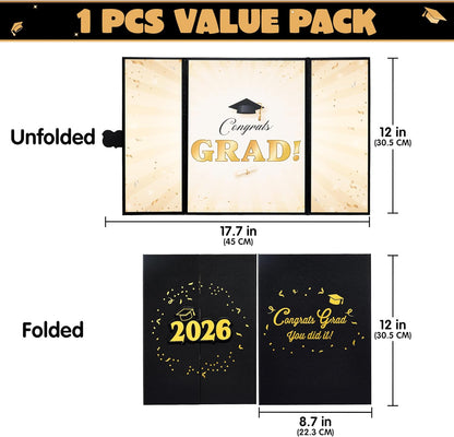 JOYIN 2026 Graduation Guest book Alternative, 12" Blue & Gold Graduation Party Decorations Signature Congrats, Class of 2026 Grad Card for High School College Grad Gift, Party Guest Signing Cardboard