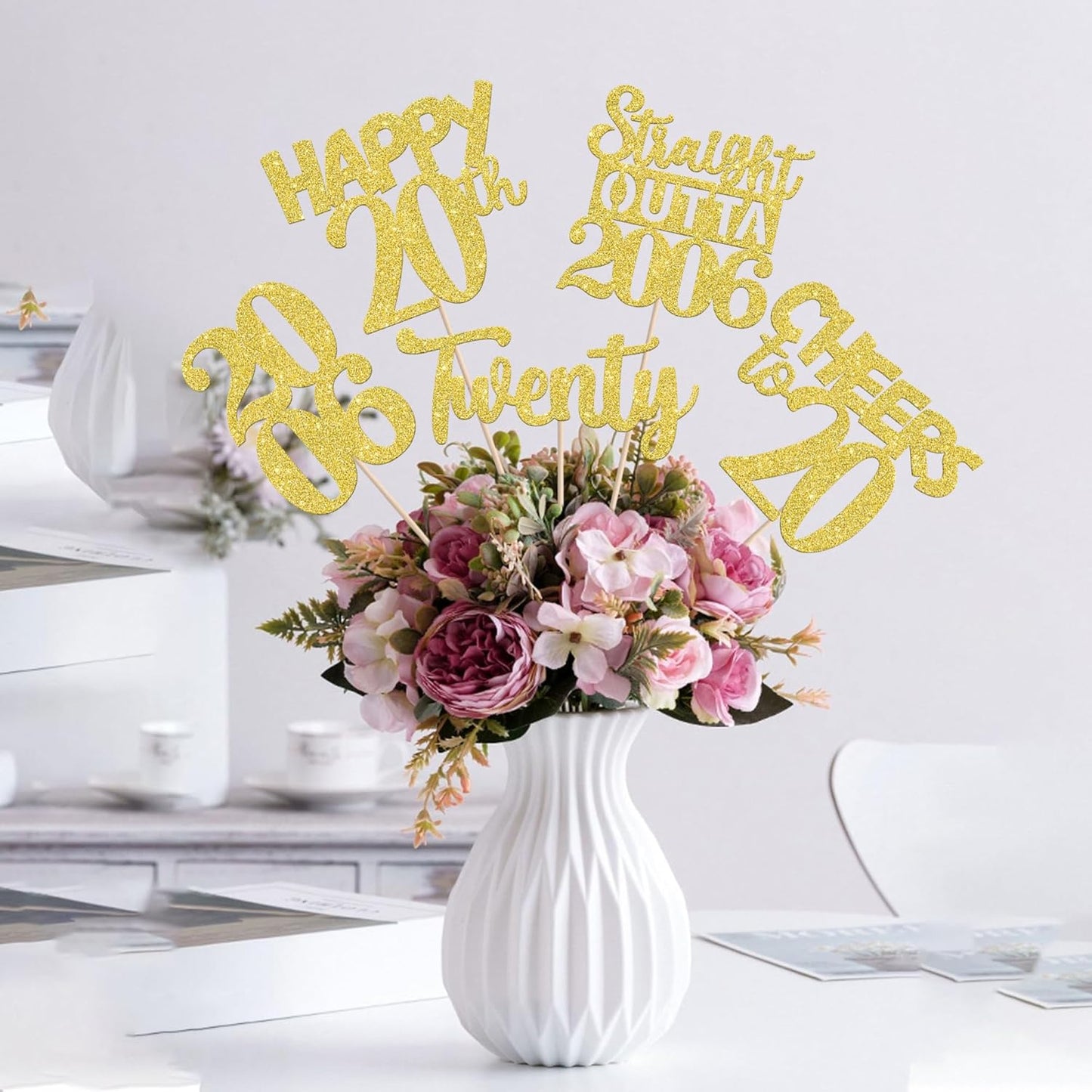 15 PCS 50th Birthday Centerpiece Sticks Fifty Happy 50th Straight Outta 1976 Table Flower Centerpieces Sticks Cheers to 50 Floral Decorations for 50th Birthday Party Centerpieces Supplies Black