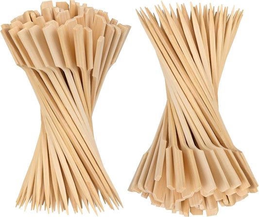 4.7 Inch Bamboo Skewers, 300 PCS Bamboo Paddle Wood Picks, Toothpicks for Appetizers, Cocktail Picks for Drinks, Food Picks, BBQ, Sandwich, Barbecue Snacks.