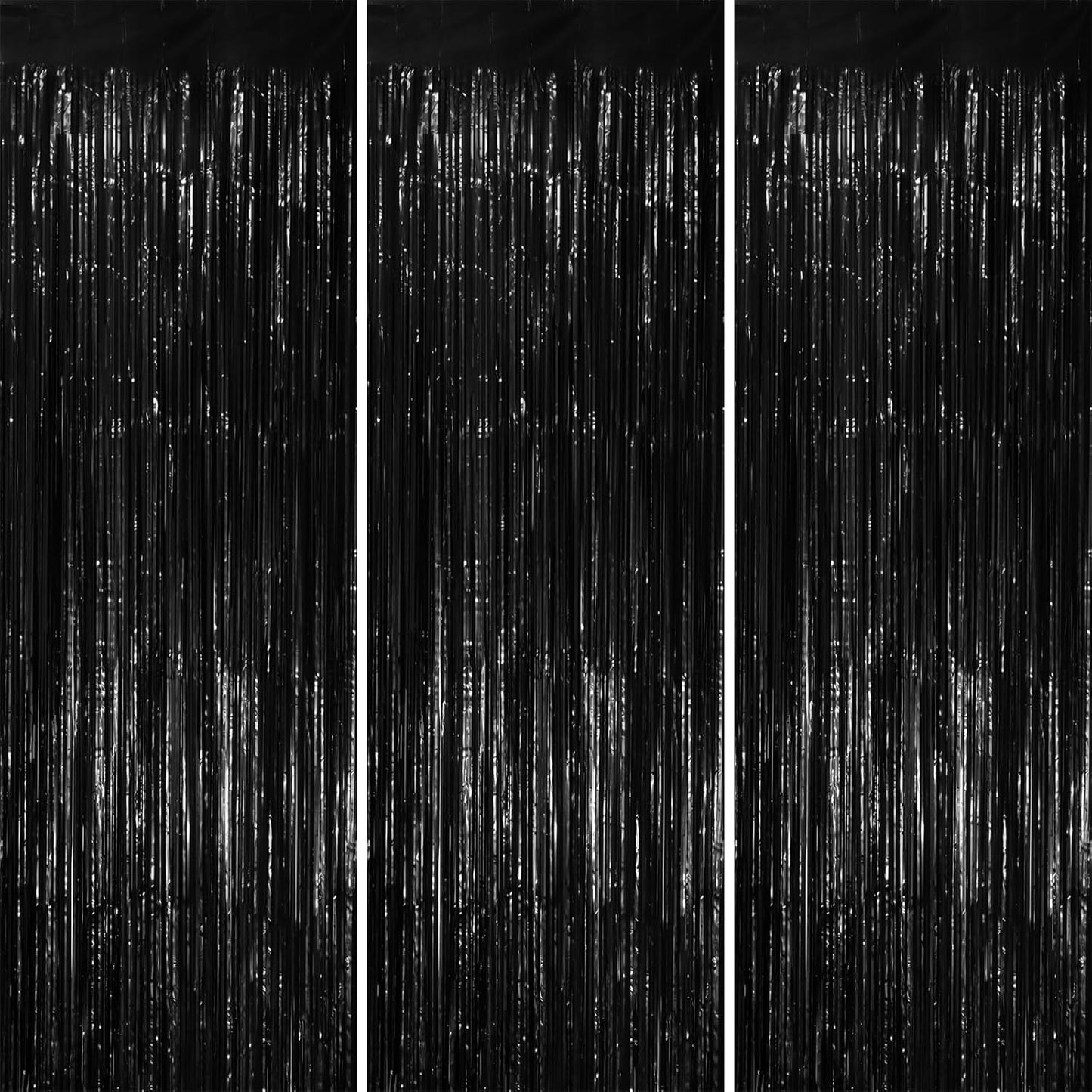 Voircoloria 3 Pack 3.3x8.2 Feet Gold Foil Fringe Backdrop Curtains, Tinsel Streamers, Fringe Backdrop for 2025 New Years Eve, Graduation, Birthday, Baby Shower, Gender Reveal, Disco Party - Colors A