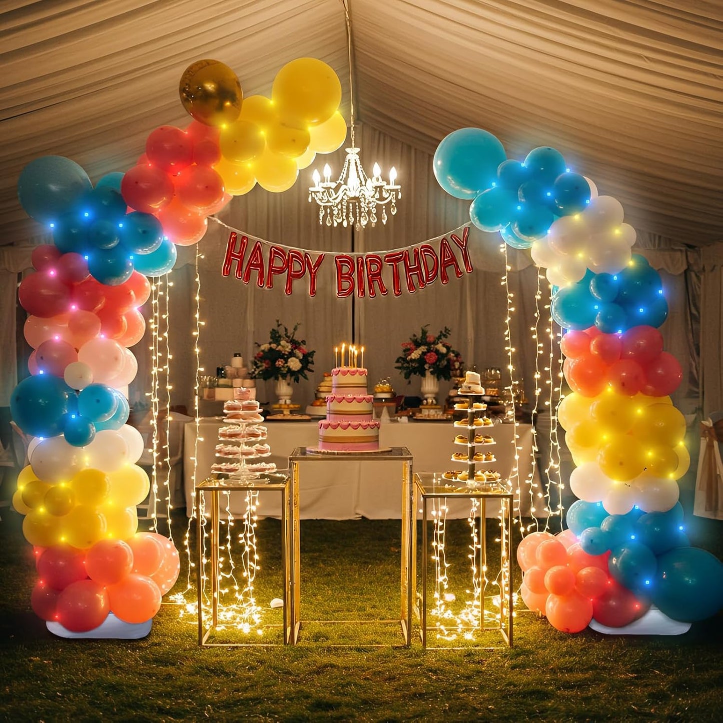 AerWo Balloon Arch Kit 9.35FT & 6FT, Free Bending Half Balloon Arch Stand with Base, Floor Gold Balloon Arch Frame Backdrop for Wedding Birthday Party Baby Shower Yard Lawn Home Christmas Decorations