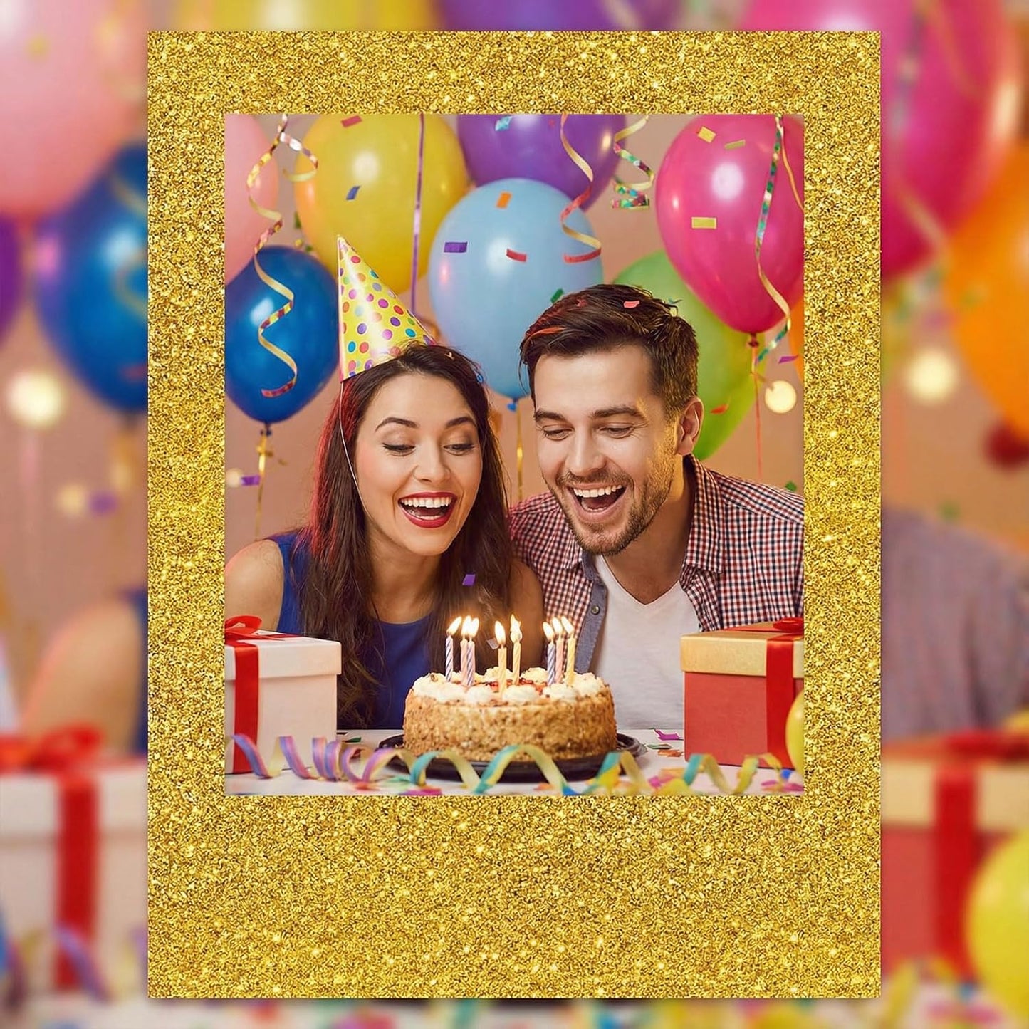 Beeveer 32 x 24 Inch Photo Booth Selfie Frame Prop Booth for Birthday Event Parties Large Blank DIY Cutout Props for Funny Decoration Christmas, Holiday Supplies