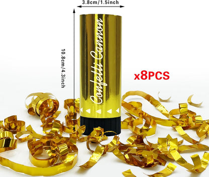Confetti Poppers Cannons for Wedding Birthday Graduation Baby Shower Anniversary Christmas New Year's Kids Fun Party Supplies Decorations and Favors (Gold)