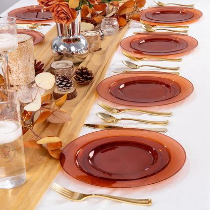 I00000 102 Pieces Gold Plastic Plates, Disposable Party Plates White Gold Rim, 51 Disposable Gold Dinner Plates 10.25 Inch and 51 Disposable Dessert Appetizer Elegant Fancy Wedding Plates 7.5 Inch
