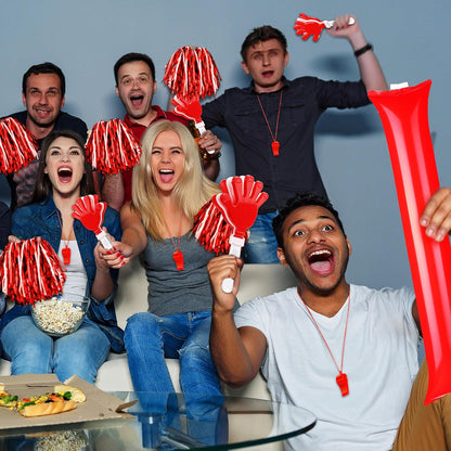 Yunsailing 96 Pcs Homecoming Noisemakers Team Spirit Accessories for Game Day Include Hand Clappers Cheerleading Pom Pom Thunder Stick Cheer Party Blower Plastic Whistle for Sport Fans(Gold)