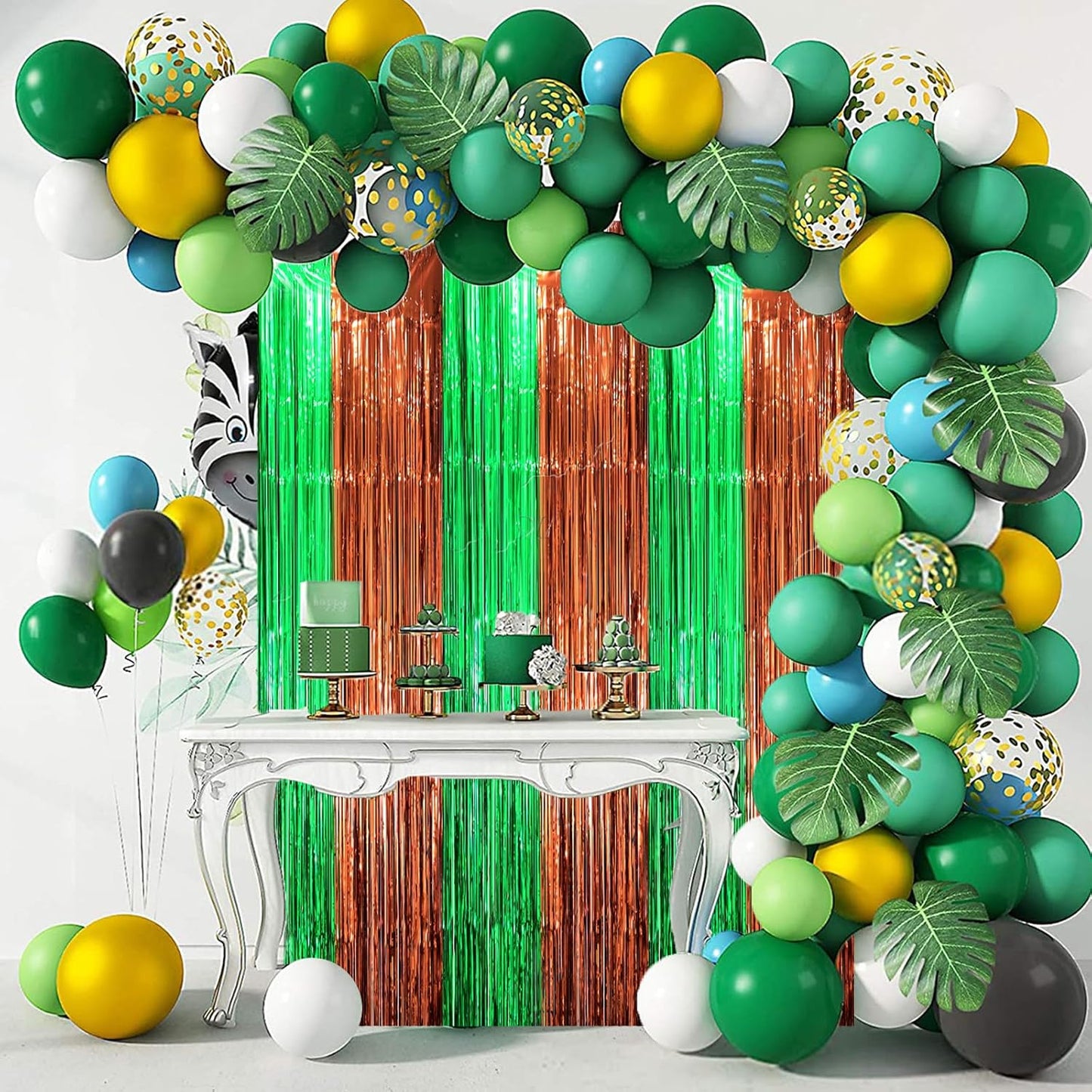 Voircoloria 3 Pack 3.3x8.2 Feet Gold Foil Fringe Backdrop Curtains, Tinsel Streamers, Fringe Backdrop for 2025 New Years Eve, Graduation, Birthday, Baby Shower, Gender Reveal, Disco Party - Colors B