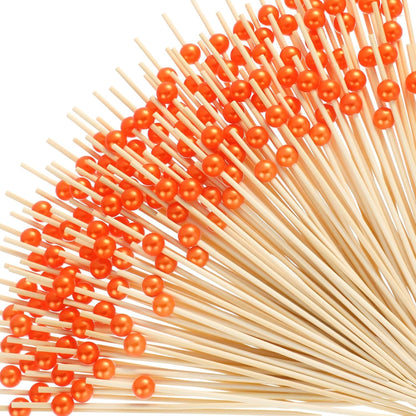 Reallnaive 600 Pcs Cocktail Pick Pearl Fancy Toothpick for Appetizer 4.7 Inch Long Skewer for Drink Fruit Food Bamboo Stick Wedding Bridal Shower Decoration Charcuterie Accessories (White)