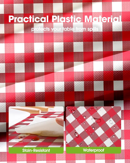 Pureegg Plastic Table Cloth 10 Pack, 54 x 108 Inch Disposable Table Cloths for Party, Picnic and Wedding, Rectangle, White - Colors A