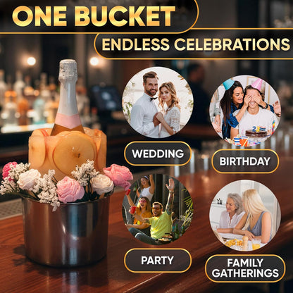 Champagne Bucket Ice Mold Wine Chiller - Ice Bucket Flower Food Grade Bucket Champagne Chiller - Beer Bucket Cooler Small Metal Bucket Ice Bucket for Parties