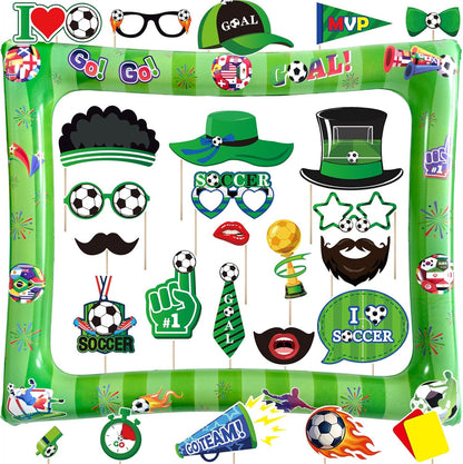 Hawaiian Photo Booth Props & Inflatable Frame, 30Pcs Luau Photobooth Props with Large Inflatable Inflatable Selfie Picture Frame for Summer Tropical Aloha Luau Party Selfie Supplies