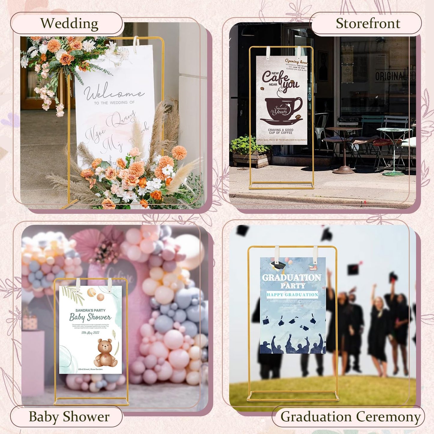 Wedding Welcome Sign Stand, 69" Wedding Sign Holder for Seating Charts ,Welcome to Our Wedding Sign Stand for Event Decor,Welcome Sign Stand for Party to Welcome Guests