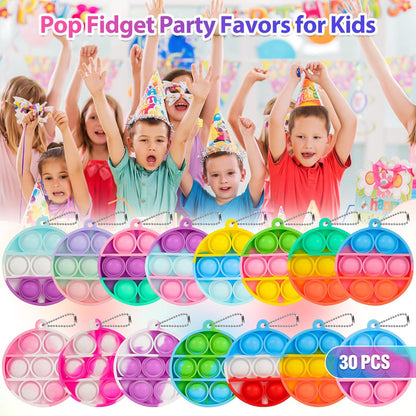 Pop Fidget Toys Bulk Its Party Favors for Kids 4-8 8-12 30 Pack Mini Pop Keychain It Small Fidgets for Classroom Prizes School End of Year Student Gifts from Teacher Birthday Goodie Bag Stuffers