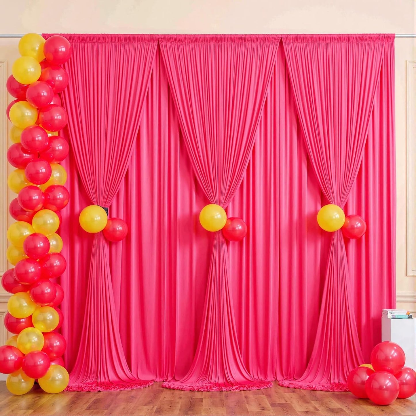 10 ft x 10 ft Wrinkle Free White Backdrop Curtains for Wedding Parties, Polyester Photography Backdrop Drapes for Birthday Parties Stage Backdrop Stand, 2 Panels 5x10FT Background Curtains