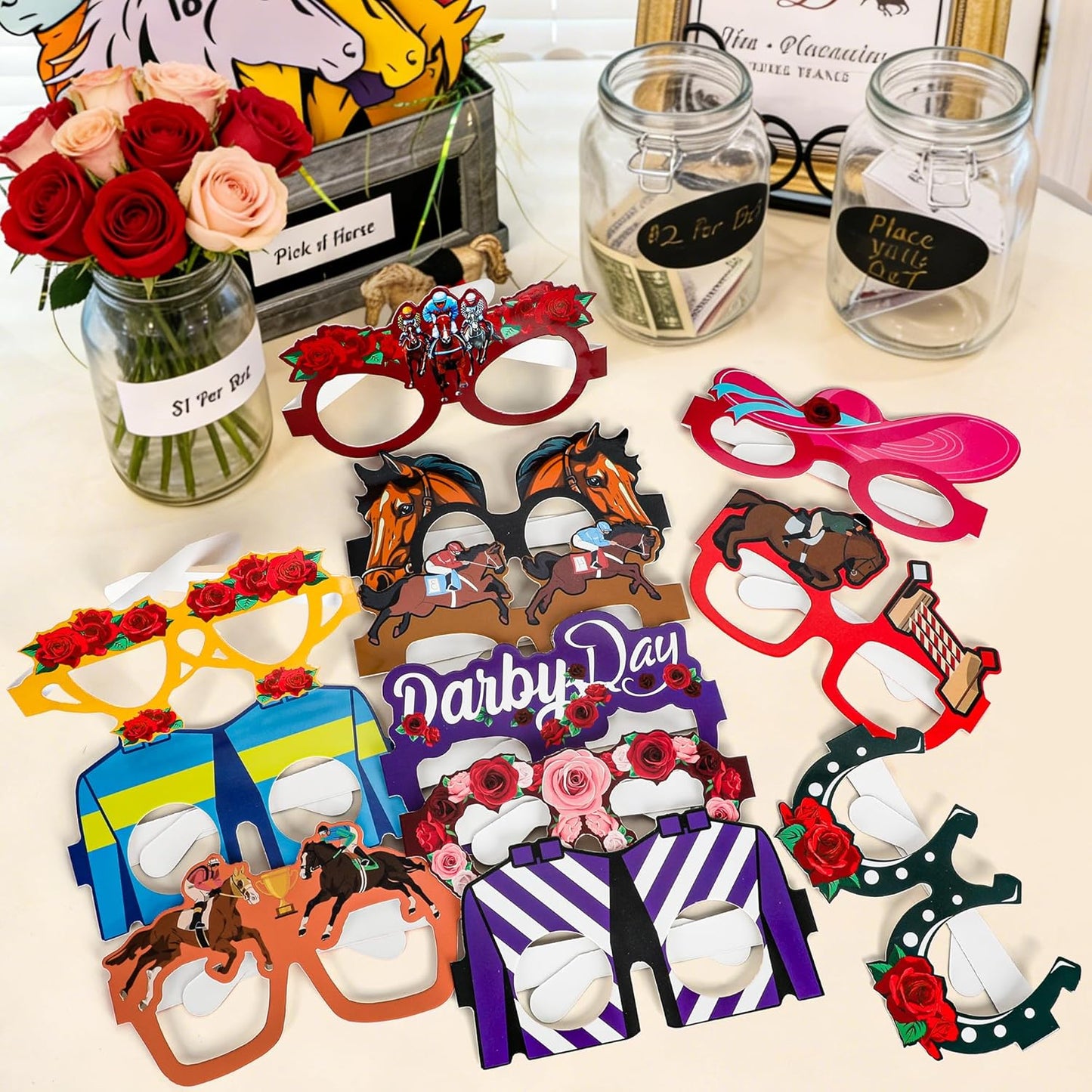 24PCS Hawaiian Party Decorations, Hawaiian Cardboard Glasses Bulk, Luau Party Sunglasses Frame Tropical Dress Pool Props Accessories, Hawaii Carnival Summer Pool Party Decorations for Women Men