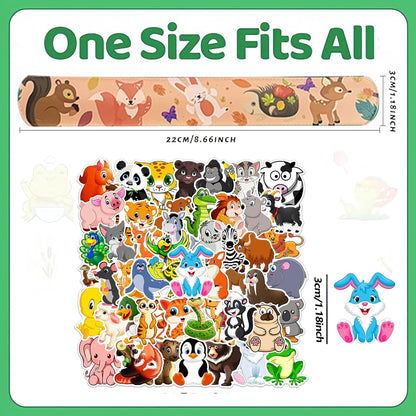 CZWXOXO 74Pcs Dinosaur Theme Party Favors Contain 24 Pcs Slap Bracelets 50Pcs Stickers, Dino Theme Birthday Party Decorations,Classroom Rewards Supplies.