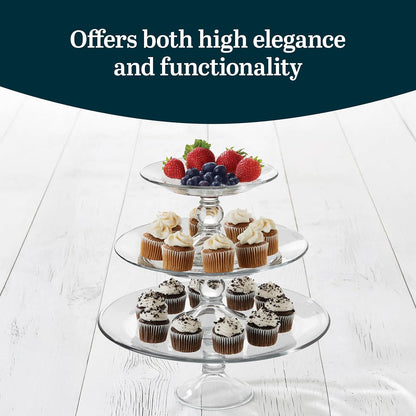 Libbey Selene Glass Cake Stand with Dome Lid, Elegant Curved Footed, Covered Cake Stand, Versatile Serving Dish for Variety of Desserts and More