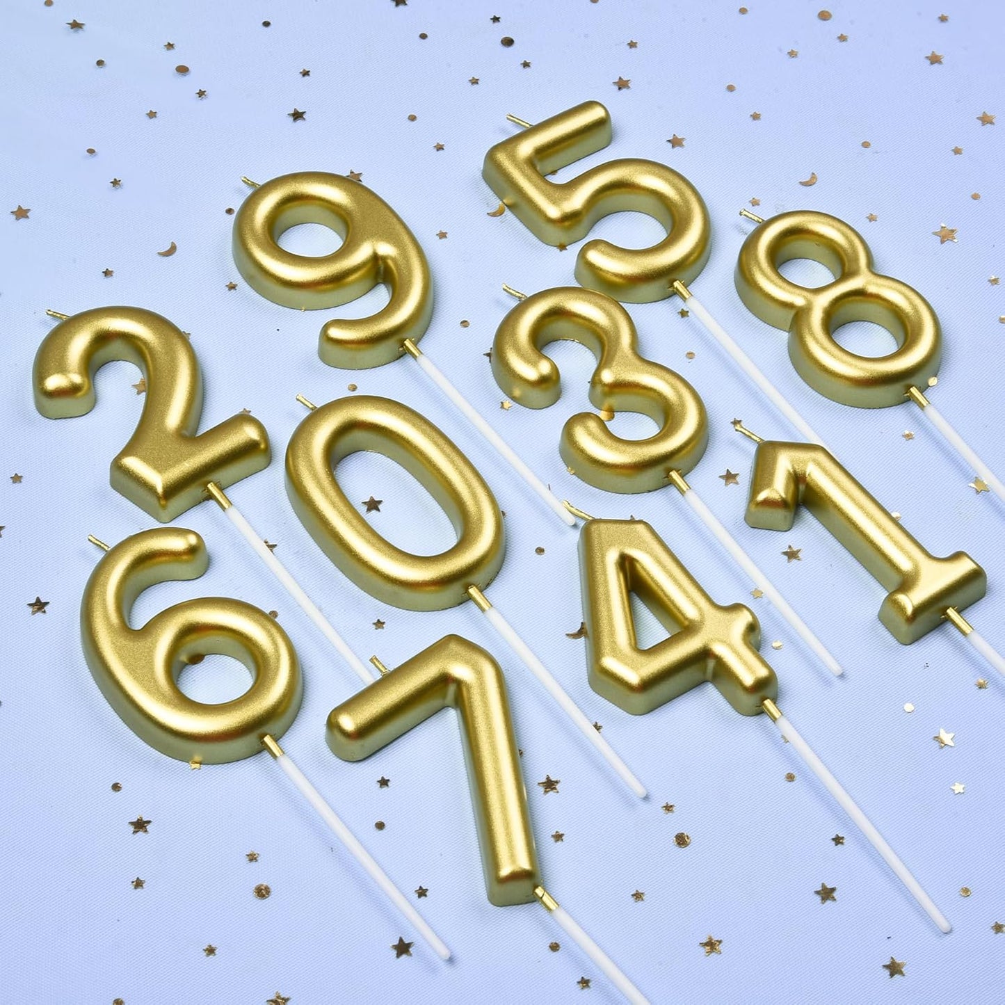 2.76 Inch Classical Gold 5 Number Birthday Candles, Gold Number Candles, Cake Number Candles, Party Celebration