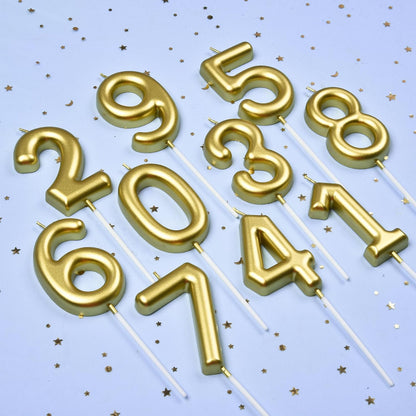 2.76 Inch Classical Gold 5 Number Birthday Candles, Gold Number Candles, Cake Number Candles, Party Celebration