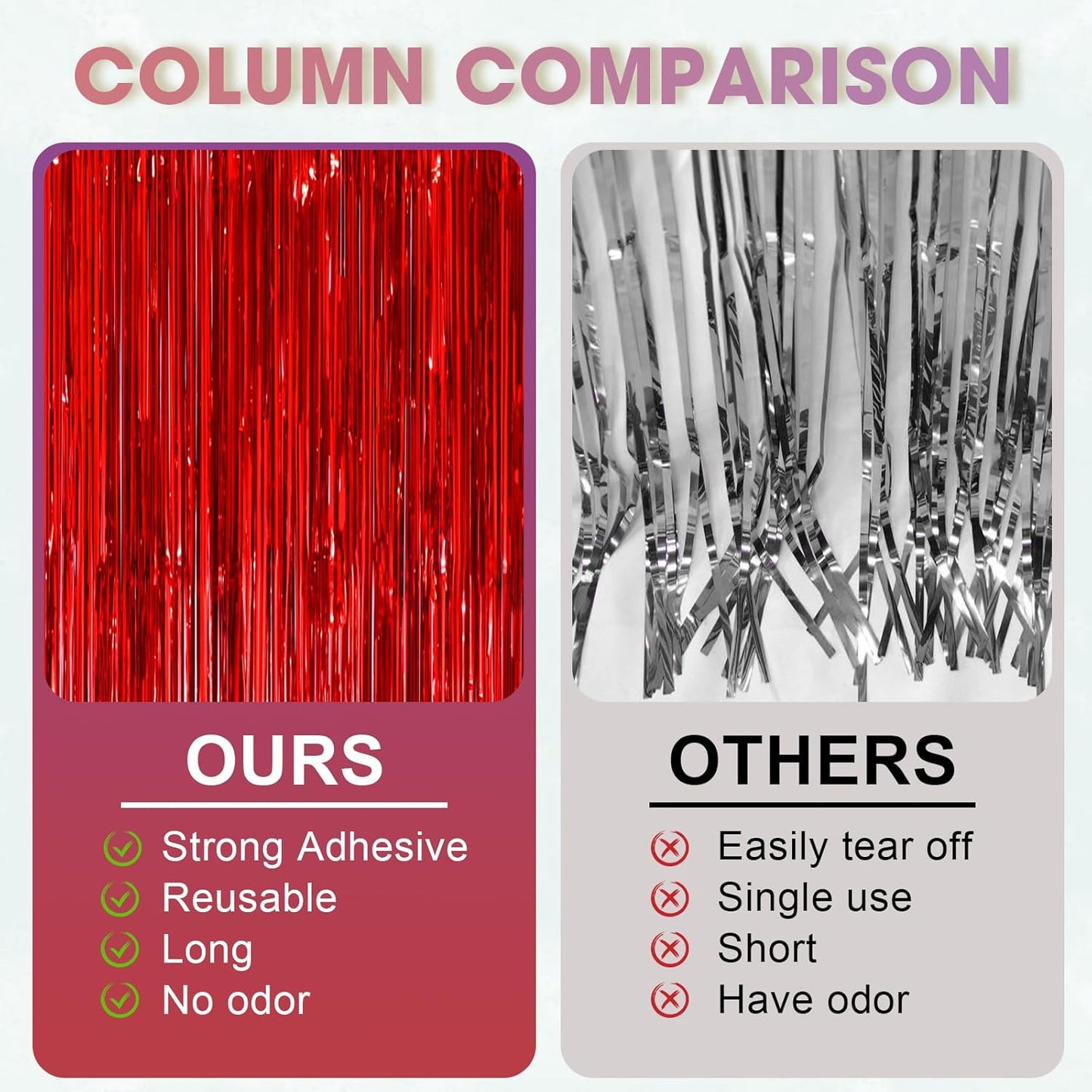 Voircoloria 3 Pack 3.3x8.2 Feet Gold Foil Fringe Backdrop Curtains, Tinsel Streamers, Fringe Backdrop for 2025 New Years Eve, Graduation, Birthday, Baby Shower, Gender Reveal, Disco Party - Colors B
