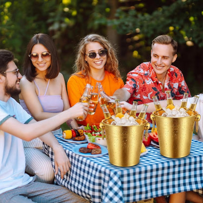Mumufy 6 Pcs 3.3 Qt / 3 L Champagne Ice Buckets Stainless Steel Ice Bucket with Handles,Drink and Wine Chiller Great for Home Bar Club Party Supplies, Chilling Champagne and Sparkling Wine (Silver)