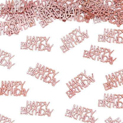 Pink Happy Birthday Confetti - Girl Birthday Party Decorations - Light Pink Glitter Scatters for Baby Girl Party Table Decor Supplies - 100PC