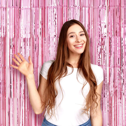 Voircoloria 3 Pack 3.3x8.2 Feet Gold Foil Fringe Backdrop Curtains, Tinsel Streamers, Fringe Backdrop for 2025 New Years Eve, Graduation, Birthday, Baby Shower, Gender Reveal, Disco Party - Colors A