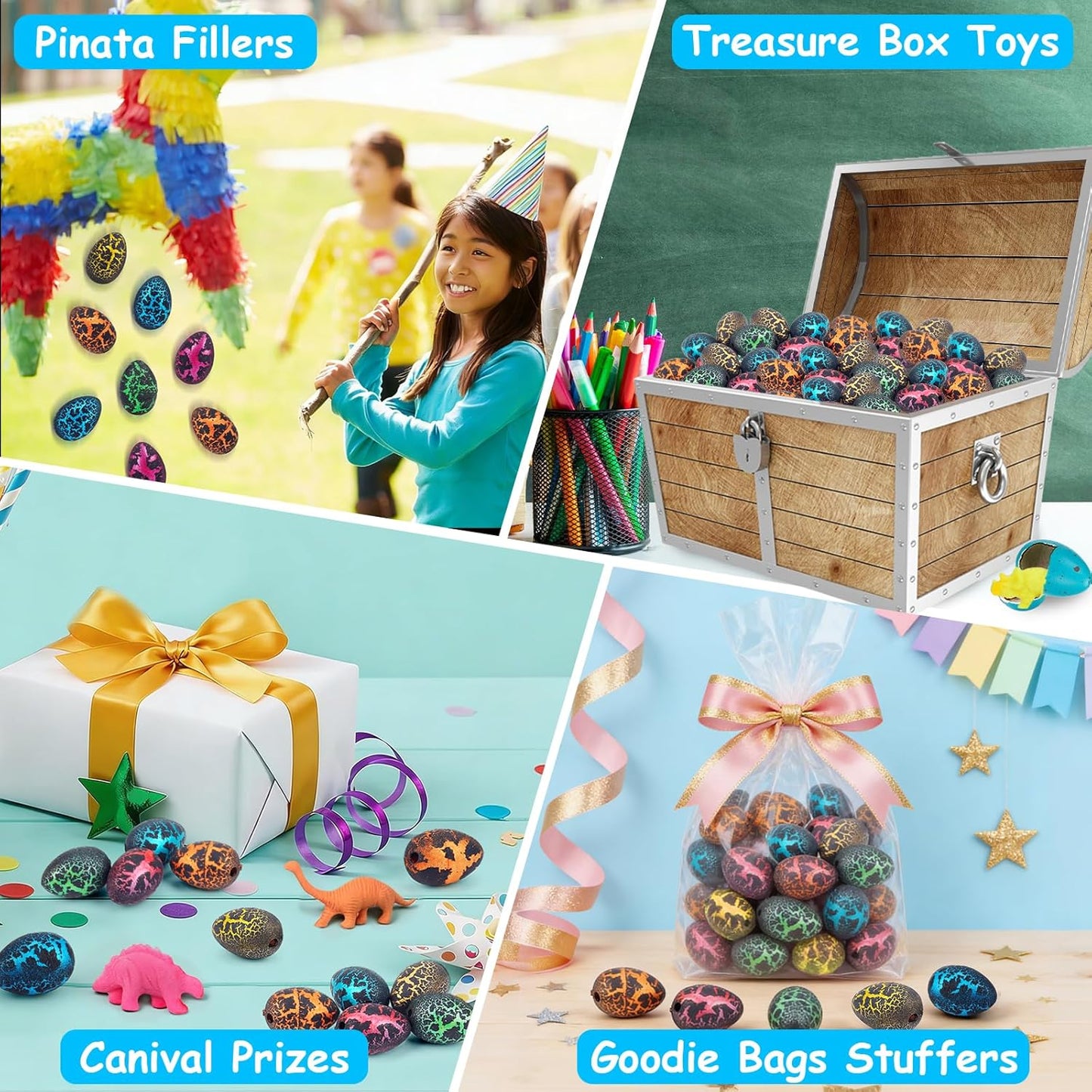 60PCS Small Hatching Dinosaur Eggs for Dinosaur Birthday Party Favors Summer Goodie Treat Bag Stuffers Classroom Carnival Prizes Bulk Pinata Fillers Novelty Grow in Water Dino Eggs with Toys Inside