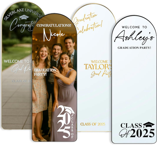 Personalized Graduation Mirror Welcome Sign Decal - Custom Class of 2025 Party Vinyl Sticker for Celebration Backdrop Display - Multiple Sizes & Fonts - Add Name & School Color
