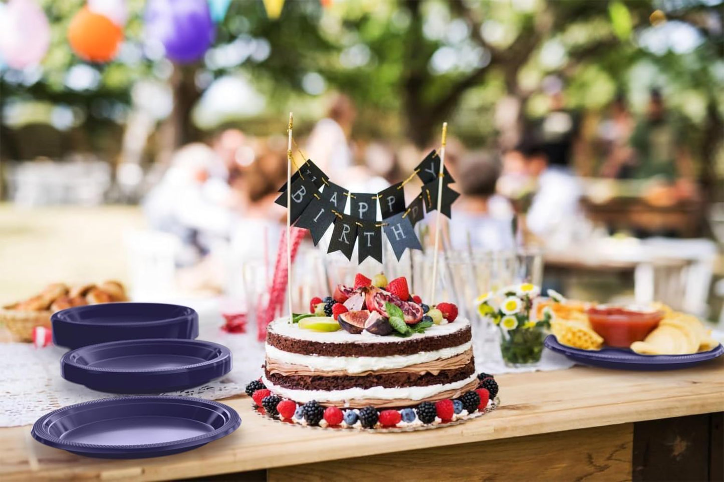 Party Solids Black Plastic Plates For Party 10" Black Disposable Plates For Party Supplies 100 Pcs Plastic Dinnerware Sets Heavy Duty 350 GSM Disposable Dinnerware Set