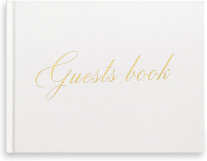 &And Per Se White Wedding Guest Book with Photo Spots – Elegant Hardcover Sign-in Book for Weddings, Baby Showers & Special Events – Blank & Lined Memory Keepsake Album
