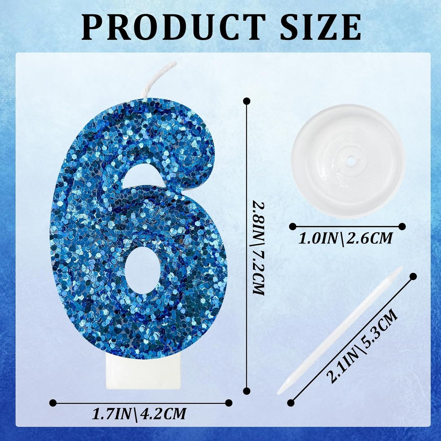 Birthday Number Candles, Glitter Number Candle Cake Decorations with Sequins, Cupcake Decorations for Girls, Women, Party Anniversary Celebrations (Number 6, Purple)