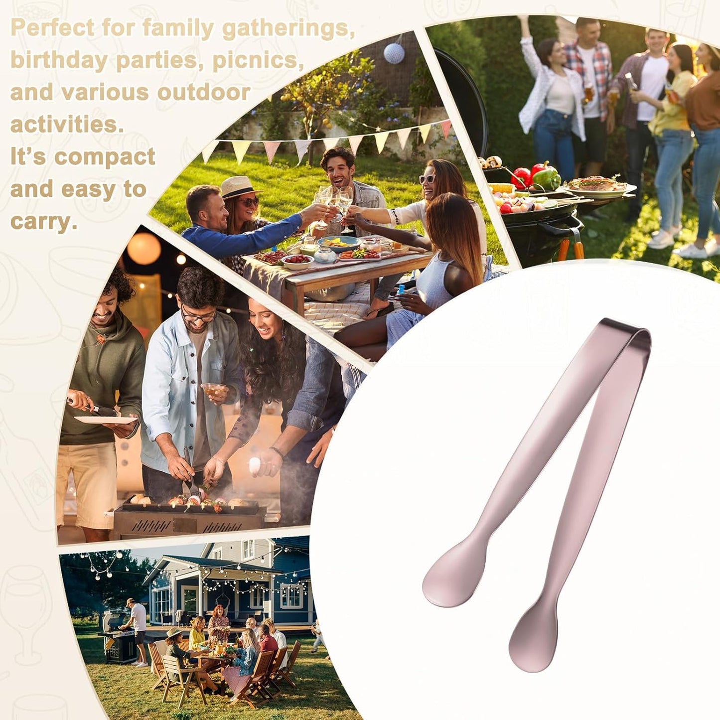 M METERXITY 12-Pack Mini Serving Tongs, 4.3 Inch 304 Stainless Steel Mini Sugar Cube Ice Tongs for Tea and Coffee Party/Outdoor Activities, Small U-shaped Metal Accessories [Colorful]