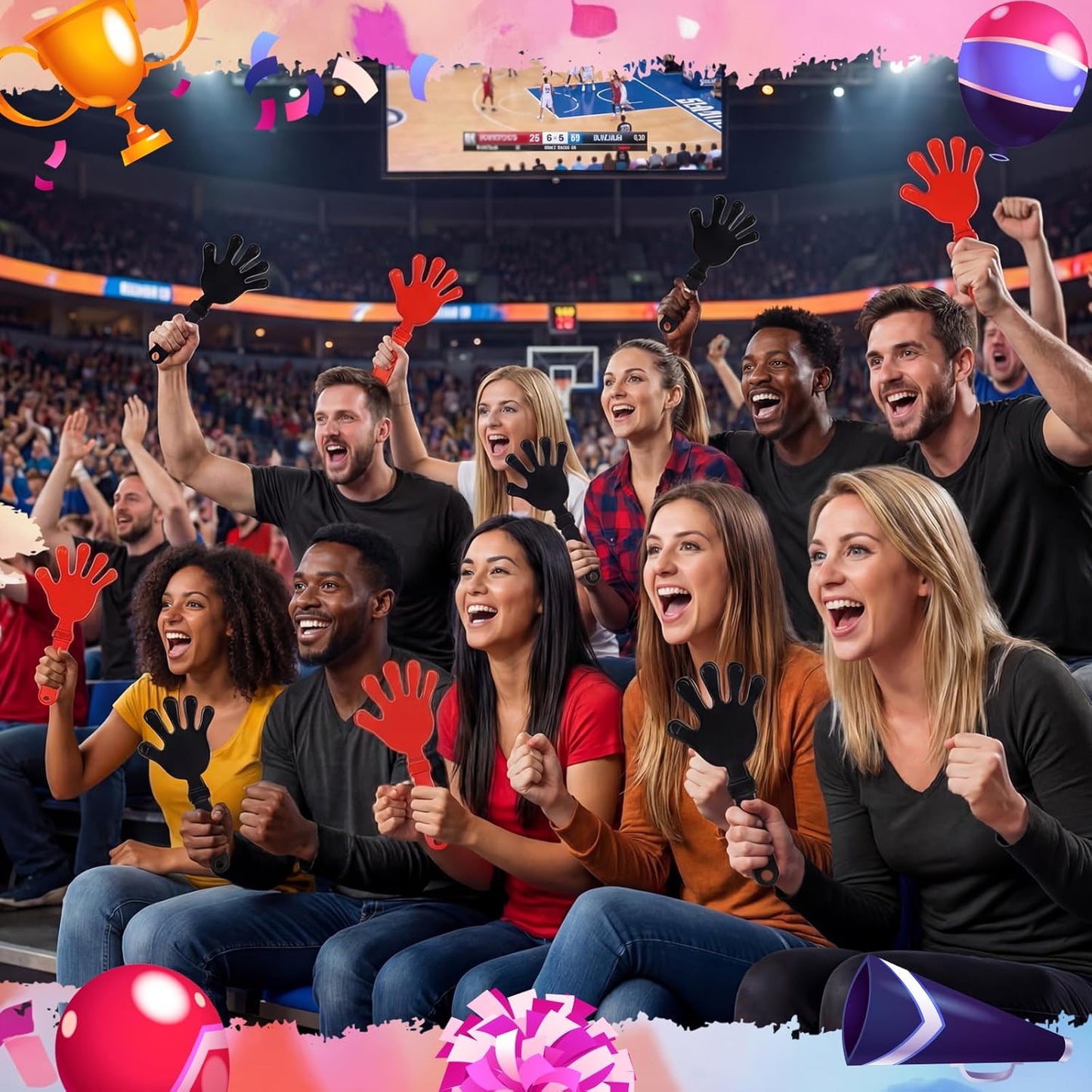 Junkin 48 Pcs Hand Clappers Bulk 7. 5 x 3. 5 Inches Noise Makers Party Favors Clapping Noise Maker Clacker for Birthdays Game Prizes Rewards Football Sporting Events Cheers Supplies (Black,White)