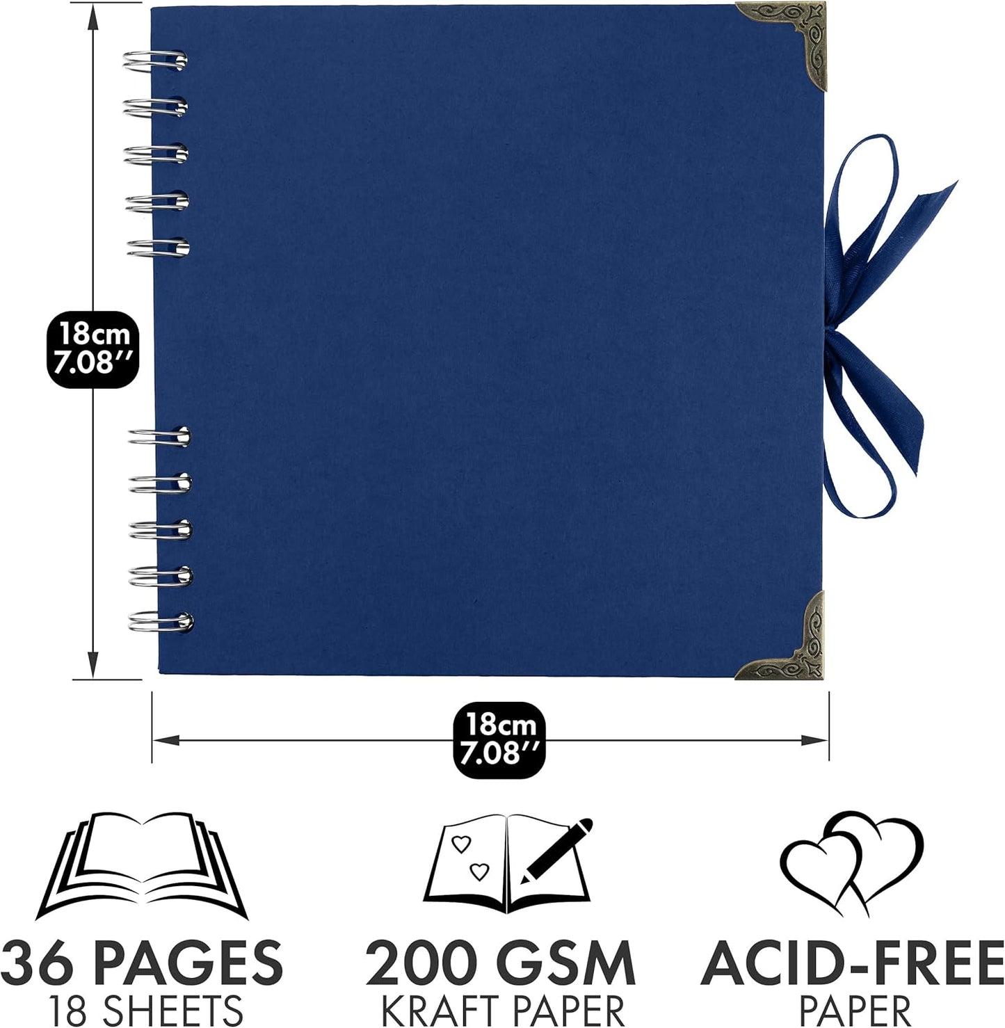 Bstorify Scrapbook Album 60 Pages (8 x 8 Inch) Brown Thick 200gsm Kraft Paper, Photo Album Scrapbook, Memory Book - Ideal for Your Scrapbooking Albums Art & Craft Projects