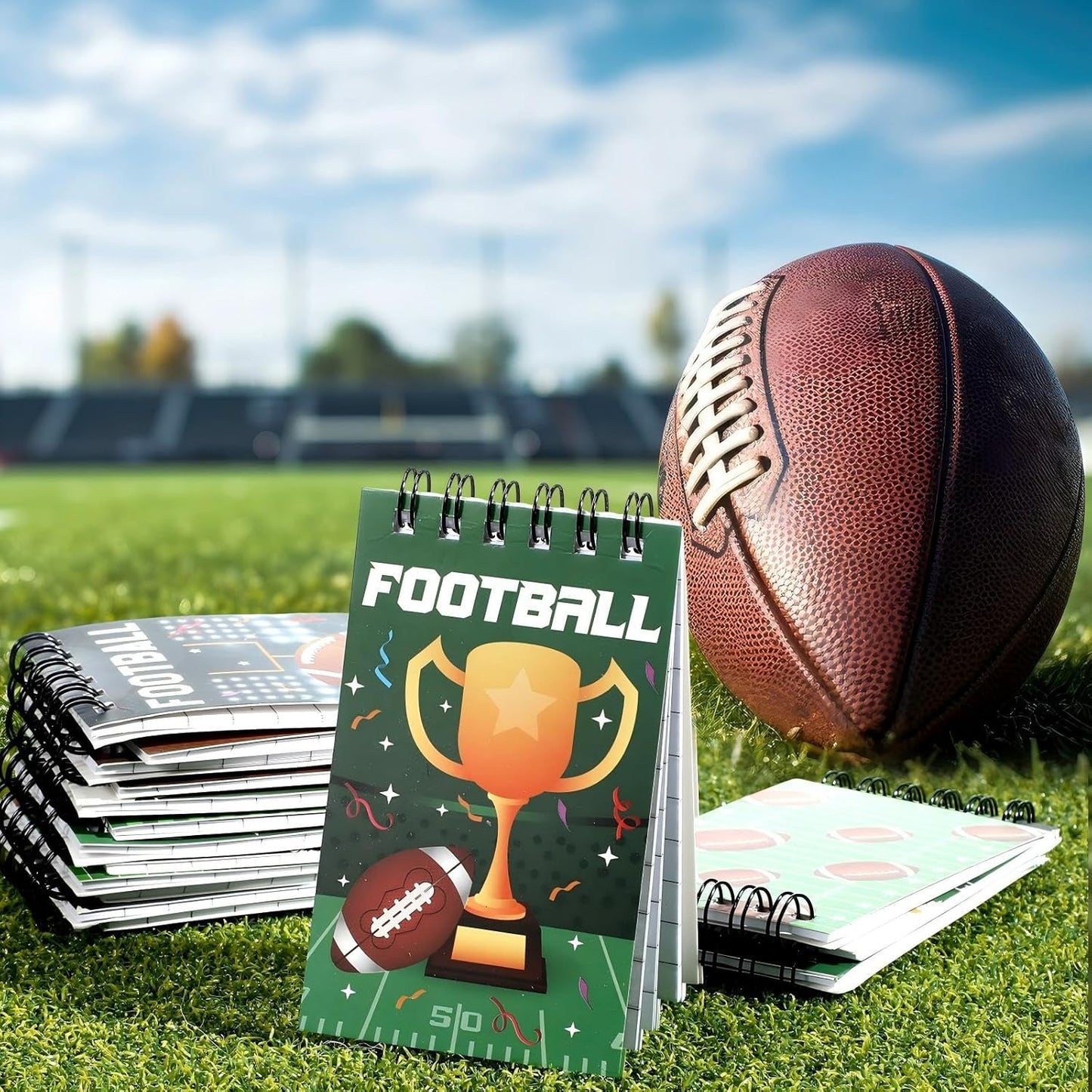Maxdot 24 Pcs Football Mini Notepads Sports Party Favors for Gifts Spiral Mini Journal Notebooks Goodie Bag Stuffers for Teacher Reward Birthday Party Supplies