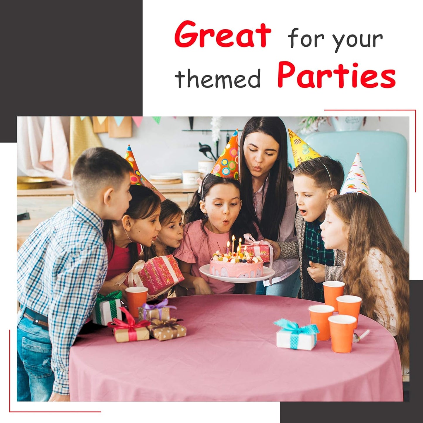 14 Pack Black 54 x 108 in. Rectangle Disposable Plastic Tablecloths - Smooth Decorative Covers for Parties, Weddings