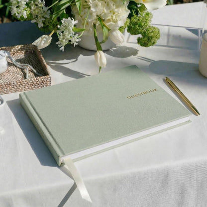 ZICOTO Beautiful Linen Wedding Guest Book for Your Wedding Reception - Simply Elegant Guestbook to Sign in and Add Polaroid Photos - The Perfect Baby Shower Guest Book and Addition to Your Big Day